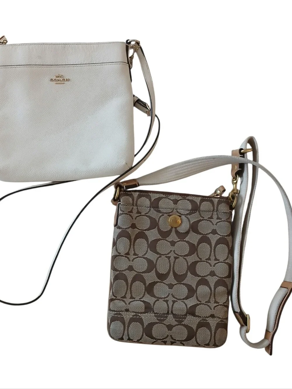 Vintage Y2K Coach Bundle Of 2 Crossbody Bags Monogram Canvas Logo Top Zip